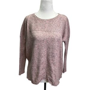 Joseph A Pink Ribbed Knit Pullover Boxy Fit Sweater Size M